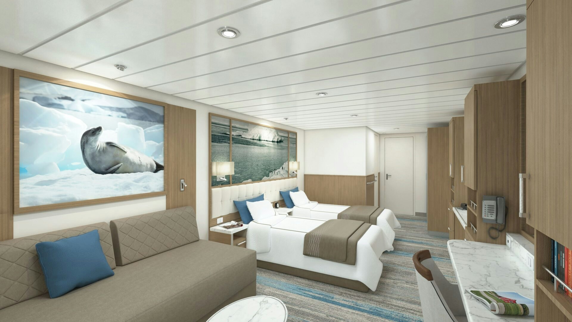 Aurora Stateroom Twin Share Lounge View